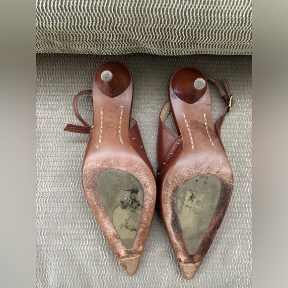 Michael Michael Kors Chestnut Leather Slingback Heels Size 8 - Picture 4 of 4
